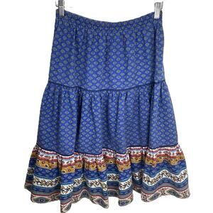 L'Ensoleillade Blue Boho Cotton Skirt Made in France Sz XS 100% Cotton